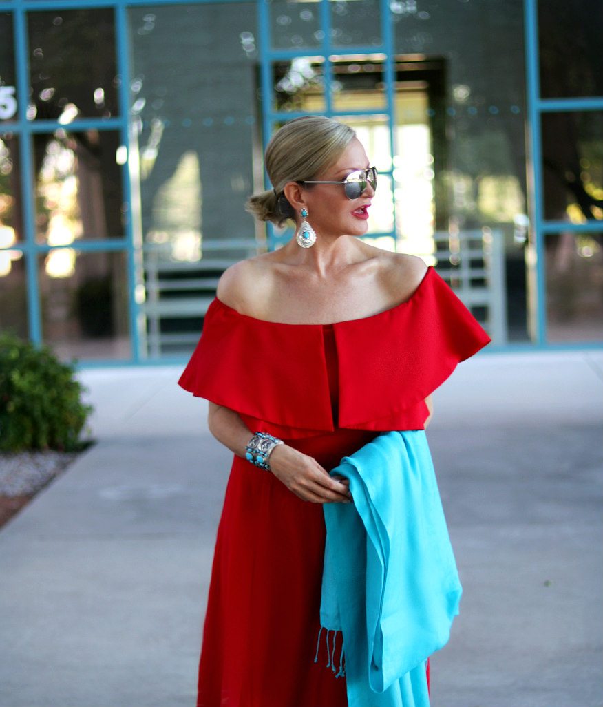 Red and turquoise