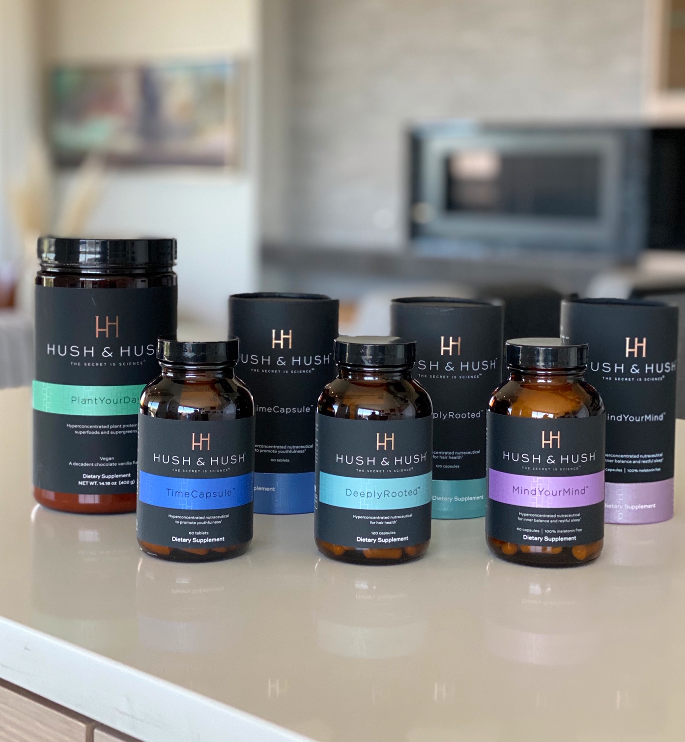 Four Hush & Hush luxury Nutraceuticals and beauty supplements for aging better 