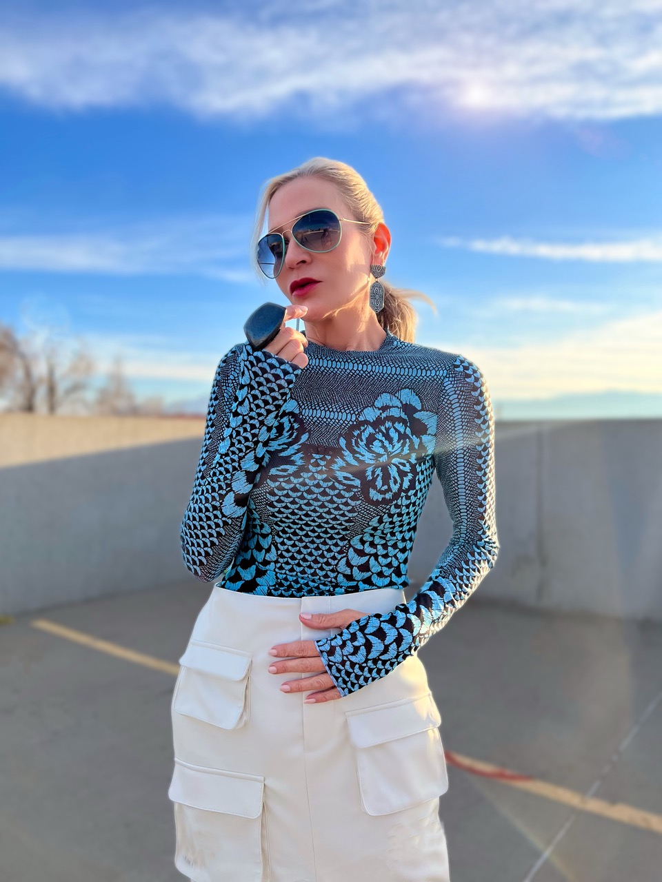 Lifestyle Influencer, Jamie Lewinger of More Than Turquoise wearing the Kaylee Top from AFRM 