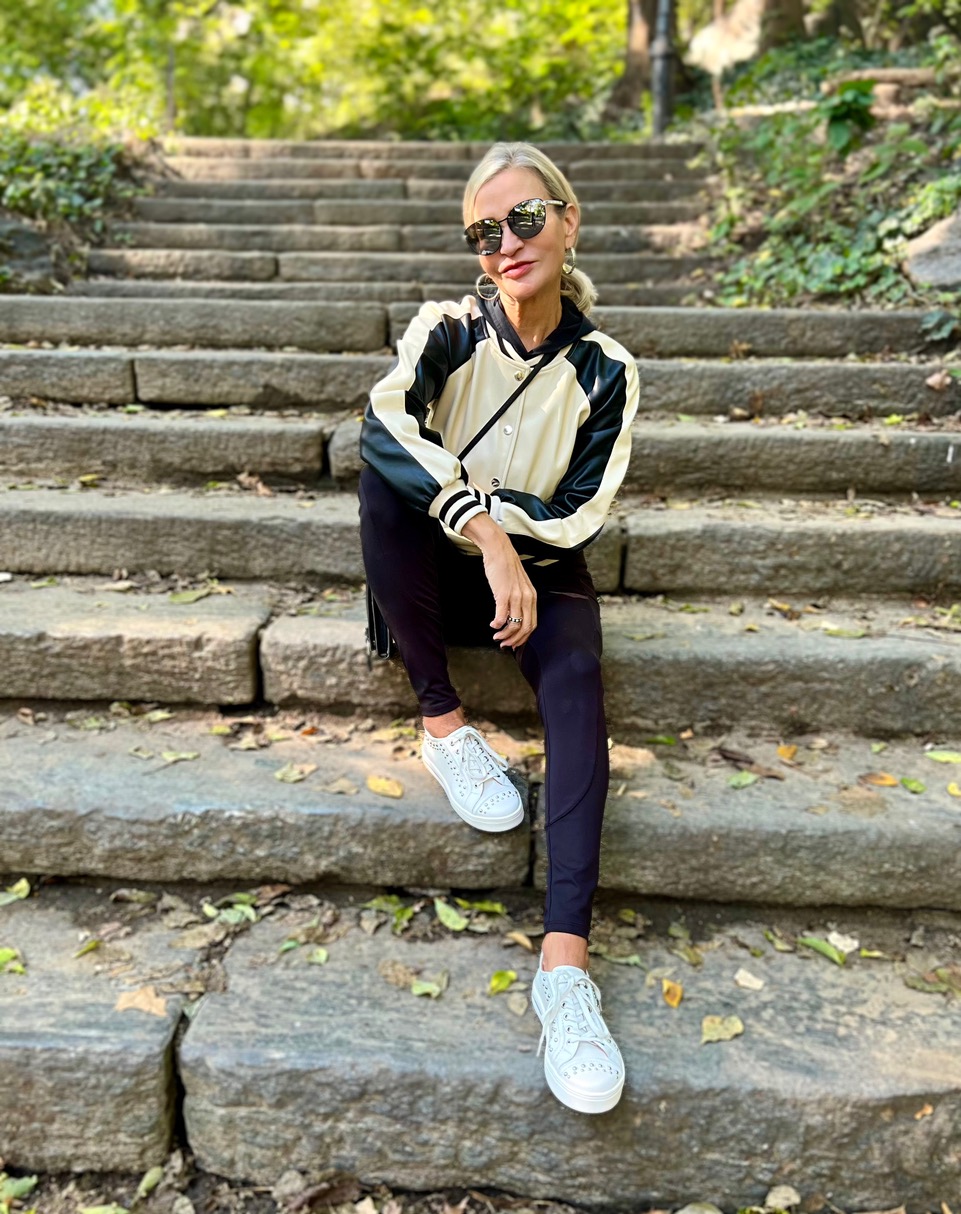Lifestyle Influencer, Jamie Lewinger of More Than Turquoise wearing Brighton Janis sneakers