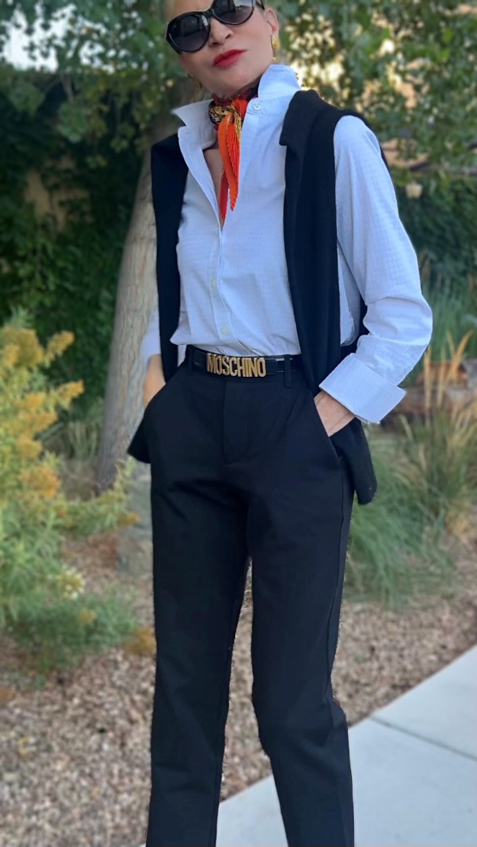 Lifestyle Influencer, Jamie Lewinger of More Than Turquoise wearing  Moschino belt  from Italist 