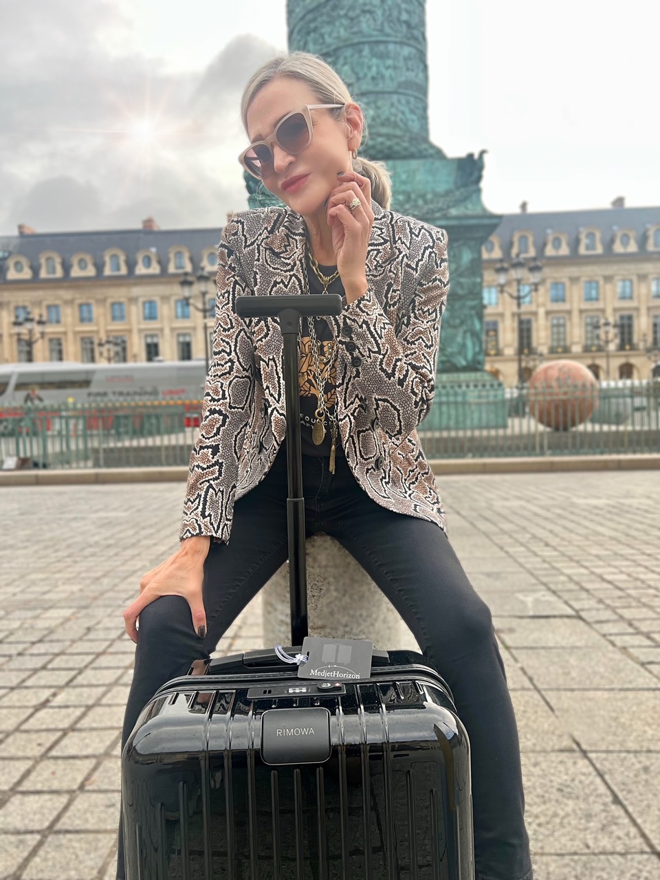 Lifestyle influencer, Jamie Lewinger of More Than Turquoise at the Place vendome in Paris France 