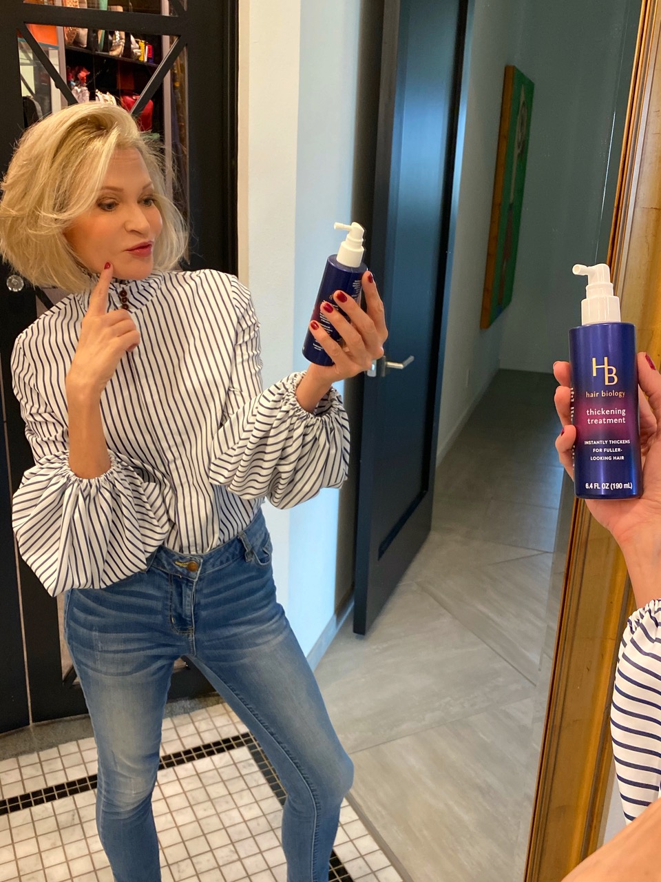 Lifestyle Influencer, Jamie Lewinger of More Than Turquoise with Hair Biology Thickening Treatment 