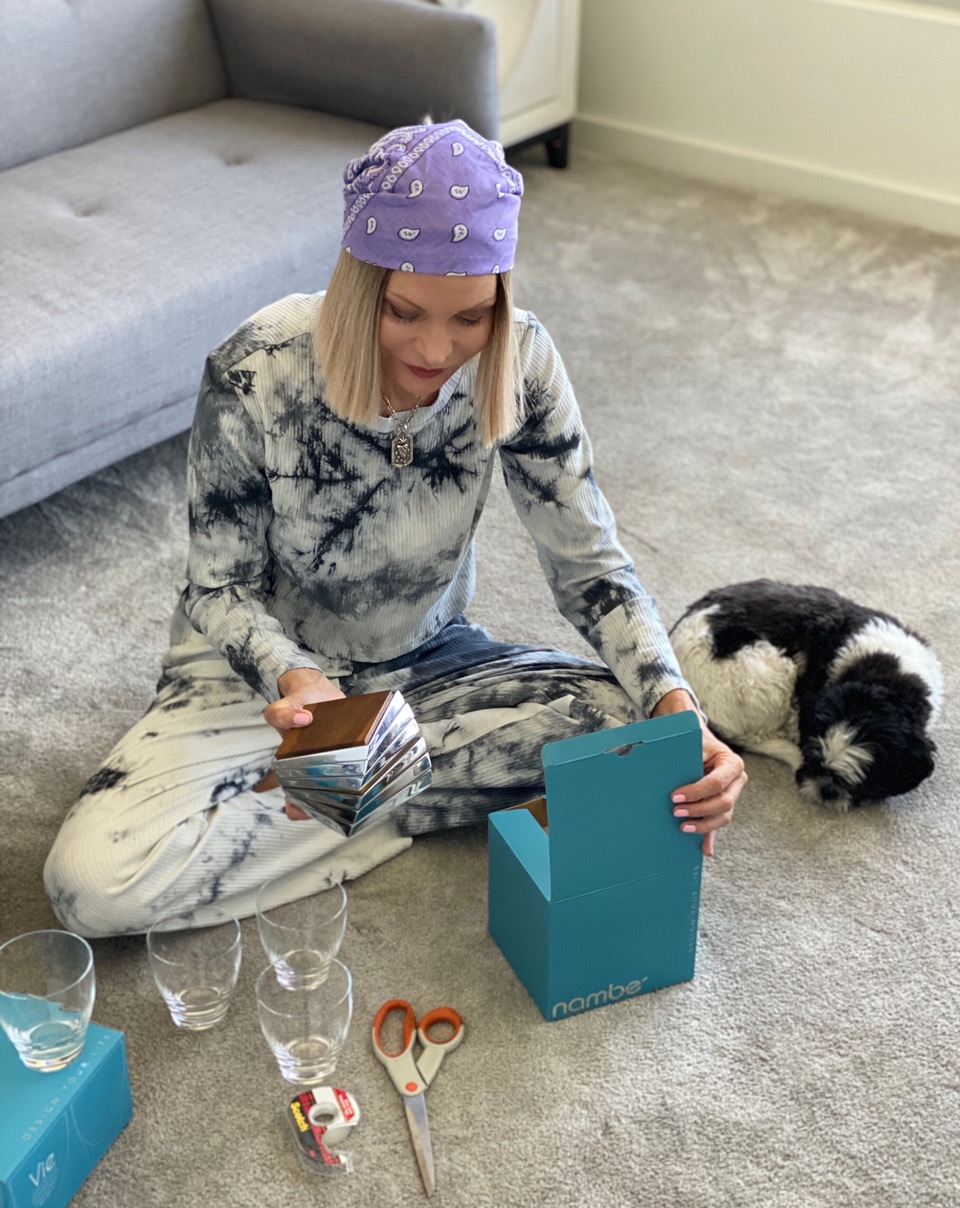Lifestyle Influencer, Jamie Lewinger of More Than Turquoise with Nambe Twist coaster set 
