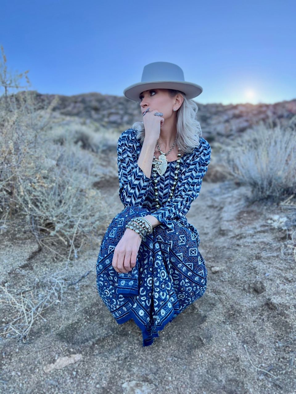 Lifestyle Influencer, Jamie Lewinger of More Than Turquoise wearing Shoofly505 jewelry  