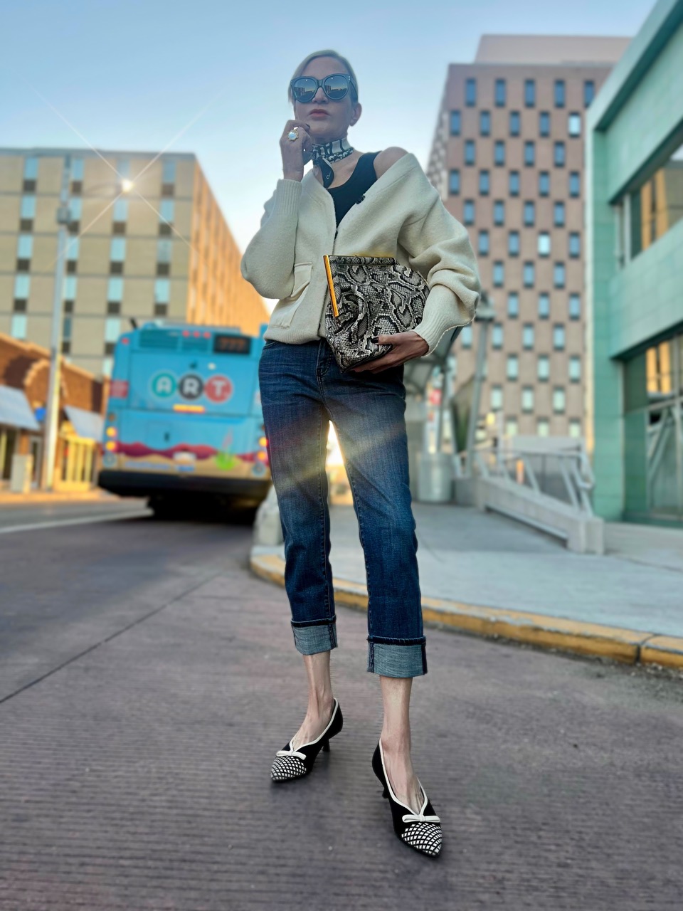 Lifestyle Influencer, Jamie Lewinger of More Than Turquoise the Natasha kitten heel from ViVaia Shoes 