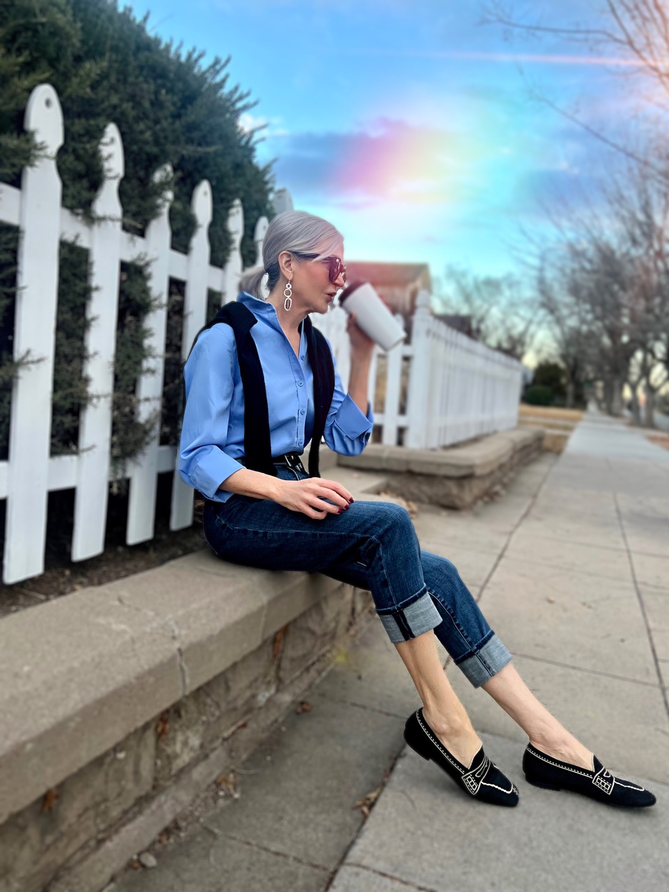 Lifestyle Influencer, Jamie Lewinger of More Than Turquoise in Chicos closet staples 