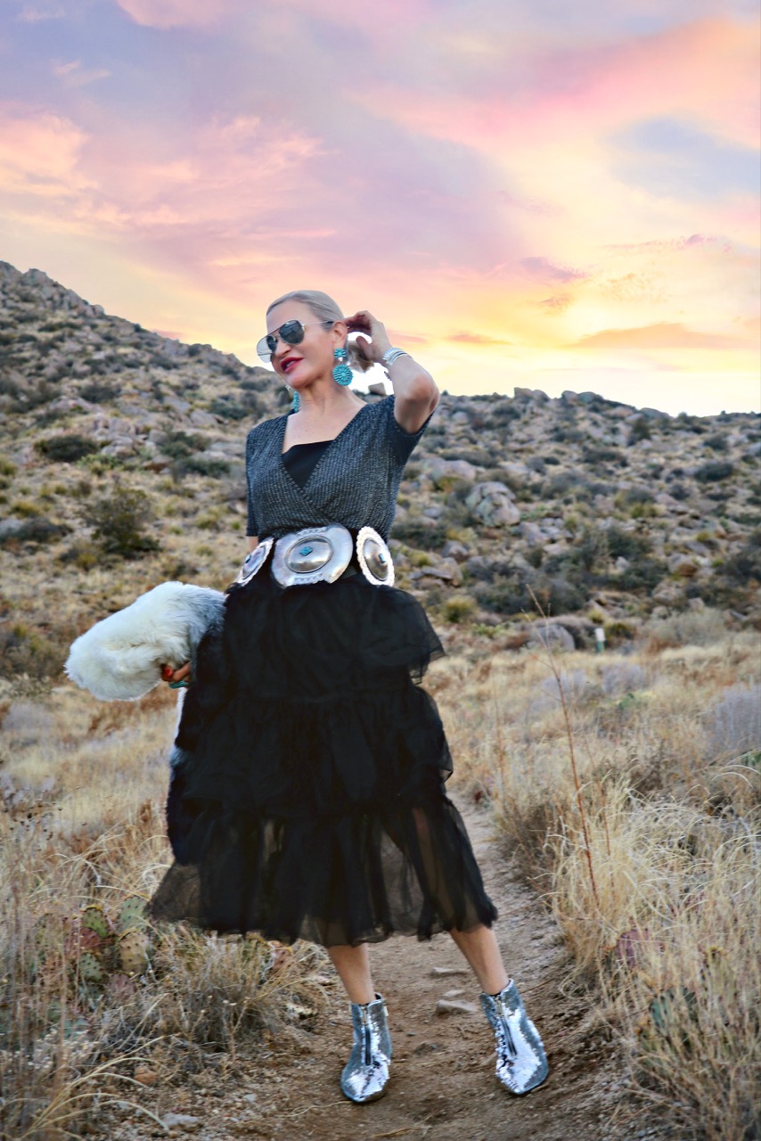 style Influencer, Jamie Lewinger of More Than Turquoise , at the Foothills of the Sandias in Albuquerque, New Mexico 
