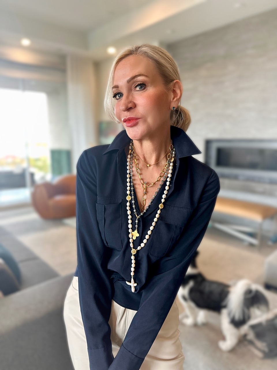 Lifestyle Influencer, Jamie Lewinger of More Than Turquoise wearing Dean Davidson gold chain necklace