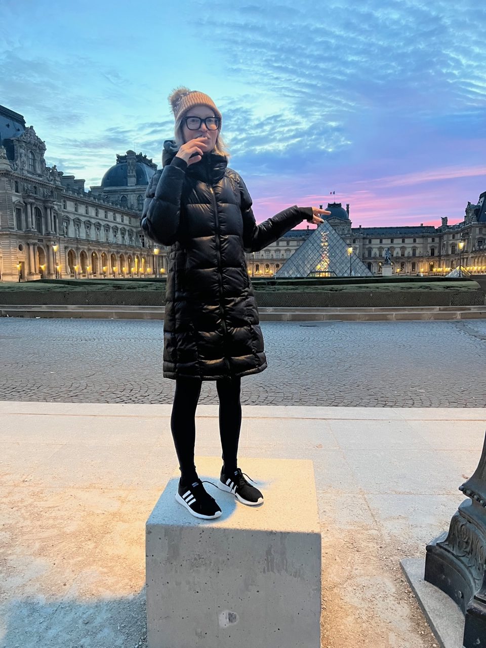Lifestyle influencer, Jamie Lewinger of More Than Turquoise at the Louvre  in Paris France 