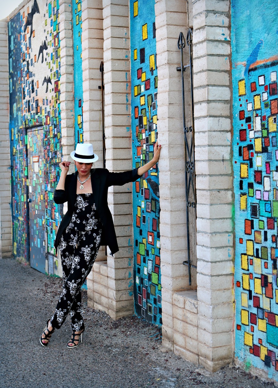 Lifestyle Blogger, Jamie Lewinger of More Than Turquoise, wearing Lascana USA floral jumpsuit