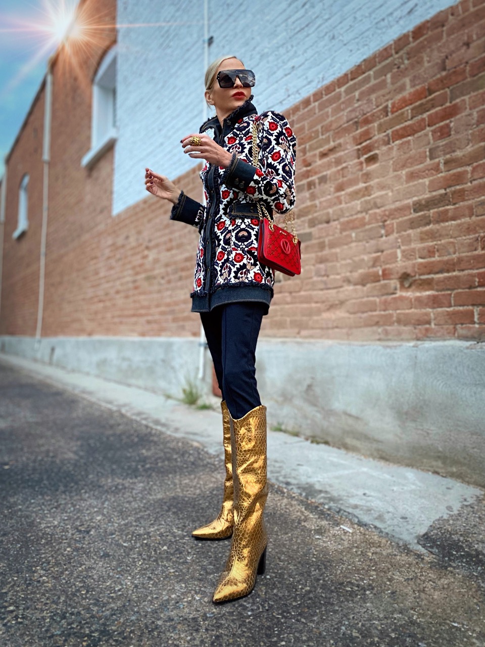 Lifestyle Influencer, Jamie Lewinger of More Than Turquoise wearing SCHUTZ Analeah Leather Long Boot 