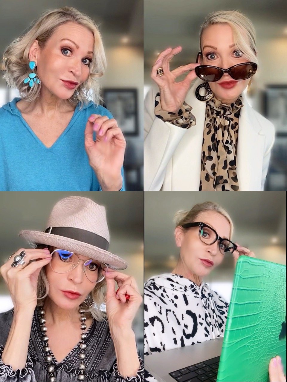 Lifestyle Influencer, Jamie Lewinger of More Than Turquoise, wearing an assortment of glasses from Lens Direct  