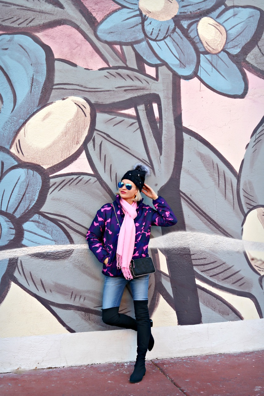 Lifestyle Blogger, Jamie Lewinger of More Than Turquoise, wearing SheIn zip up camo print jacket