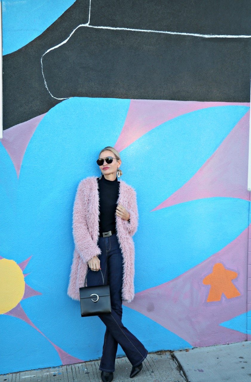 Lifestyle Blogger, Jamie Lewinger of More Than Turquoise, wearing Shein Faux fur coat