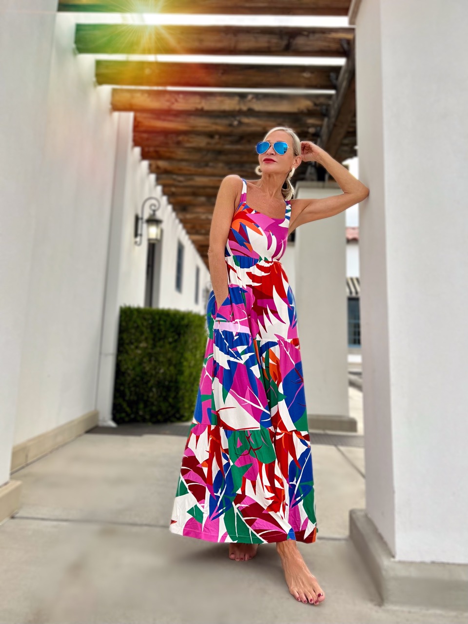 Lifestyle Influencer, Jamie Lewinger of More Than Turquoise wearing Soma bra dress